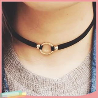 LK- Small Circle Pendant Velvet Collar Choker Necklace Fashion Women Gothic Jewelry