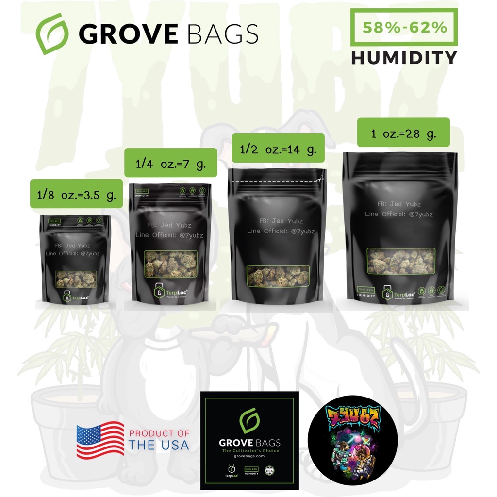 Grove Bags ถุงบ่มไซส์ 1 oz,1/2oz,1/4oz,1/8oz