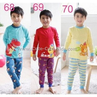 L-PJB-070-1 ชุดนอนเด็กแนวเกาหลี สีเหลือง ลายหมี Size-90 (1-2Y)