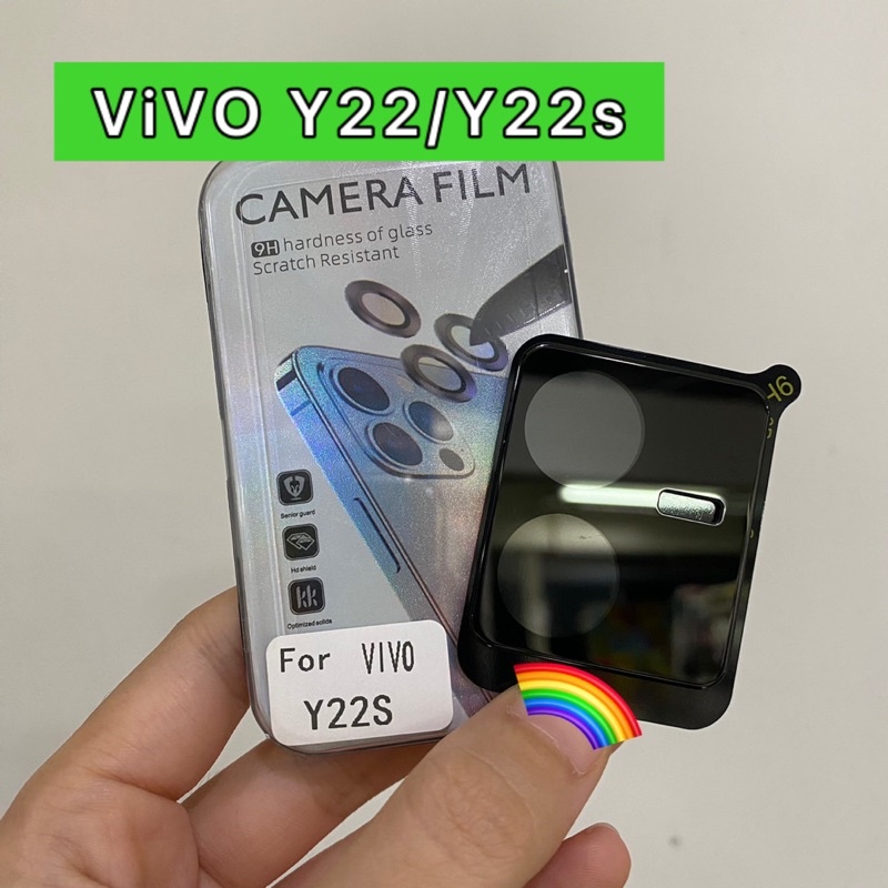 พร้อมส่งในไทย ฟิล์มกระจกเลนส์กล้อง สีดำ 3D สำหรับรุ่น ViVO Y22/Y22sฟิล์มกระจะติดเลนส์มือถือ