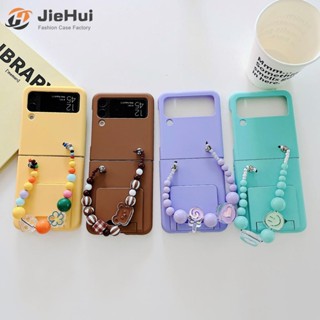 Jiehui เคสโทรศัพท์มือถือ พร้อมขาตั้ง สีแคนดี้ แฟชั่น สําหรับ Samsung Z Flip4 Z Flip3