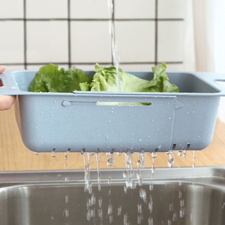 Retractable Kitchen Vegetable Drain Basket Plastic Fruit Storage Basket  Kitchen Accessories Organizer  Sink Storage Rac