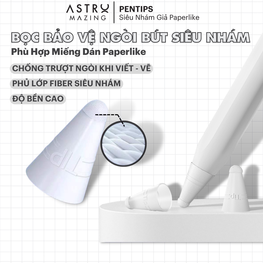 [ASTRO Pentips ] Apple Pencil 1 และ 2 fiber Imitation paperlike Pen Tip Protective Case, Super Rough