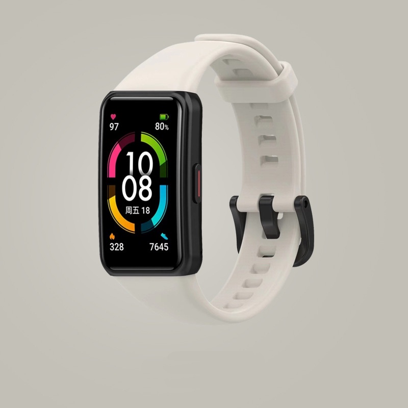 Honor Band 6 สายนาฬิกาข้อมือซิลิโคน แบบเปลี่ยน สําหรับ Huawei Band 6 สายนาฬิกาที่สะดวกสบายและระบายอากาศได้ดี