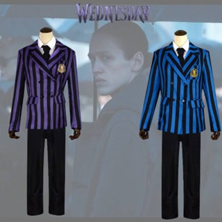 TV Wednesday Addams Xavier Thorpe Men School Uniform Carnival Night Party Dressing Adult Man School Uniform Costume