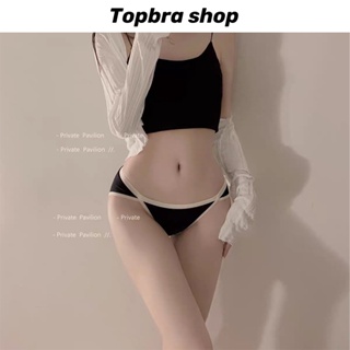 Topbre_Shop  กางเกงชั้นใน ผ้าฝ้ายบริสุทธิ์ เอวสูง สีดํา เซ็กซี่ สําหรับผู้หญิง CDA108