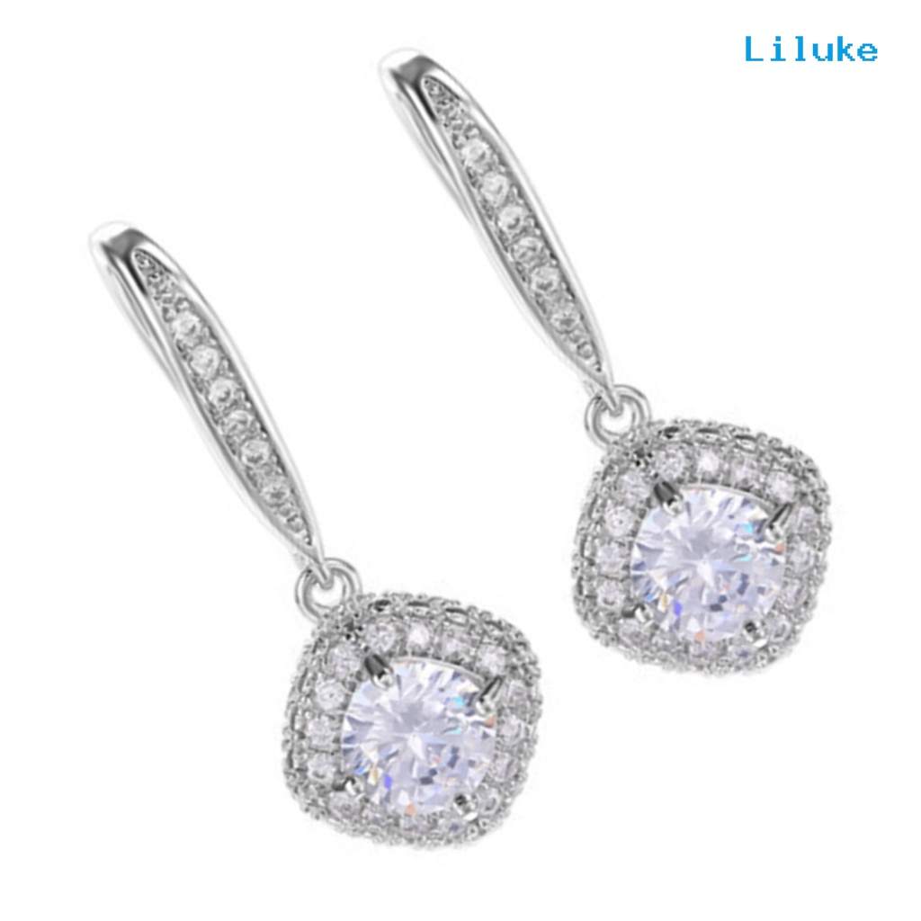 Lk-Cubic Zirconia ต่างหูตะขอห้อยจี้รูปหยดน้ําสําหรับงานปาร์ตี้