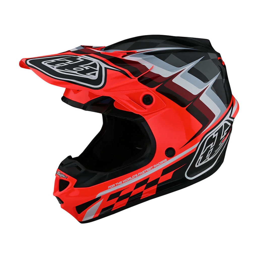 หมวกกันน็อค Troy Lee Designs SE4 Polyacrylite Warped Helmet - Glo Red