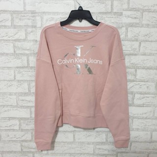 Ck แท้ Metallic Monogram Logo Cropped Sweatshirt - XS