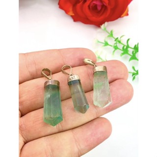 1Pc Natural Green Flourite crystal point with 925 silver Real Pendant Necklace of Flourite Stone / Available With Chain.