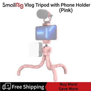 SmallRig VK-19 Pink Vlog Tripod with Phone Holder, Camera Tripod, Mini Smartphone Flexible Tripod Stand, Portable Tabletop &amp; Travel Tripod for Vlog, Universal for Vlogging  for Canon for Sony Cameras 3999