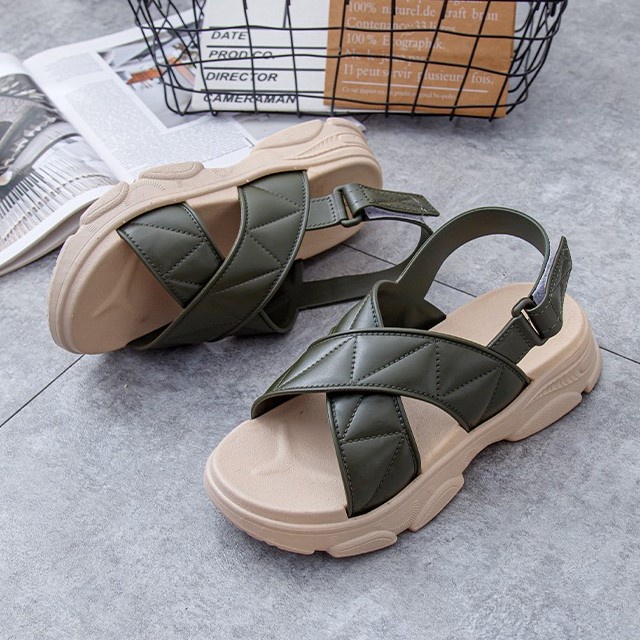 Ann.Fashion รองเท้าแตะรัดส้นแบบสายคาด ปรับสายได้ พื้นหนา ใส่สบาย วัสดุแข็งแรงทนทาน จัดส่งในไทย #sy2201-4