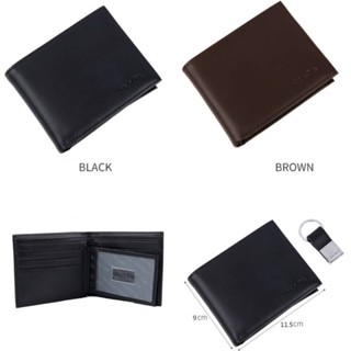 (ซ1) leather credit card fold with metal clip key fob set