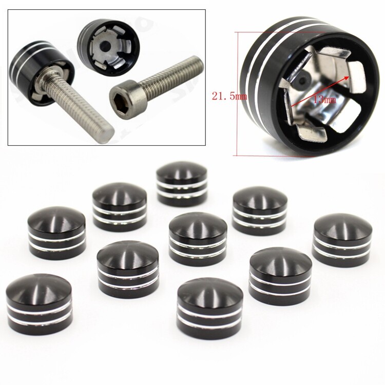 10pcs CNC อลูมิเนียมรถจักรยานยนต์ Bolt ฝาครอบ Schrauben Topper หมวกสําหรับ Harley XL883 1200 Twin Cam Dyna Softail Touring Road King