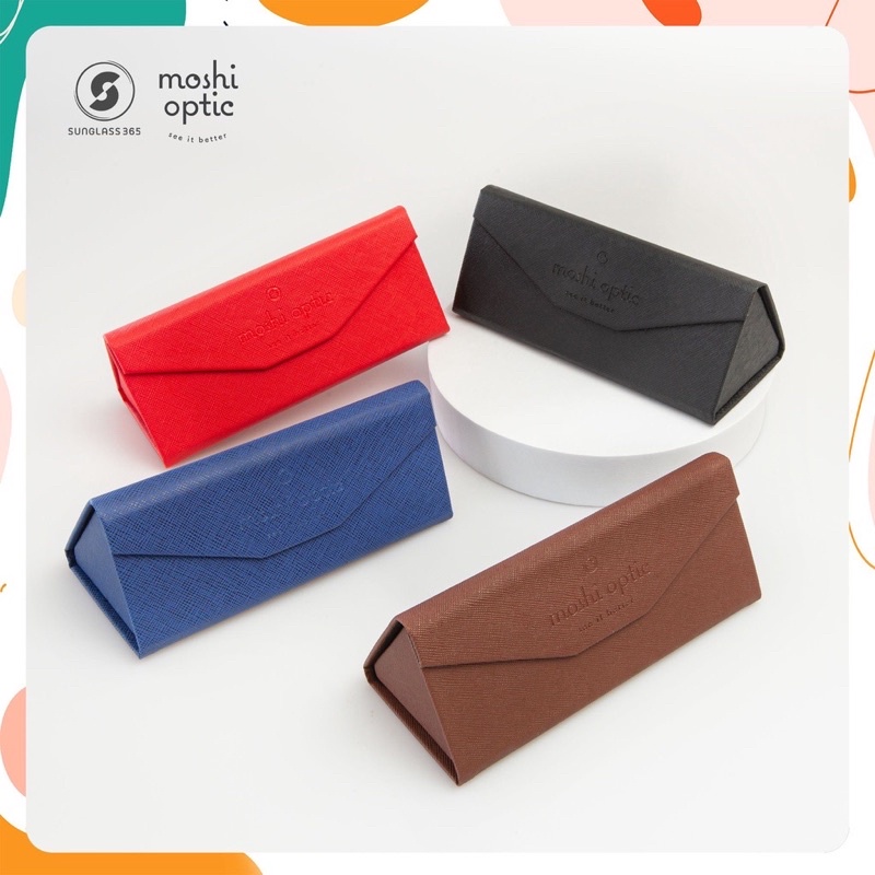 (พร้อมส่ง) กล่องใส่แว่นตา ขนาดใหญ่ สีดำ พับเก็บได้ ซองใส่แว่นตา พกพาสะดวก ของแท้ ยี่ห้อ MOSHI OPTIC 