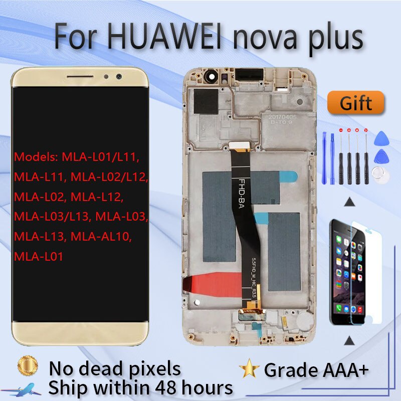 อะไหล่หน้าจอสัมผัส LCD สําหรับ Huawei Nova Plus MLA-L01 L11 L02 L12 L12 L03 L13 AL10 L01