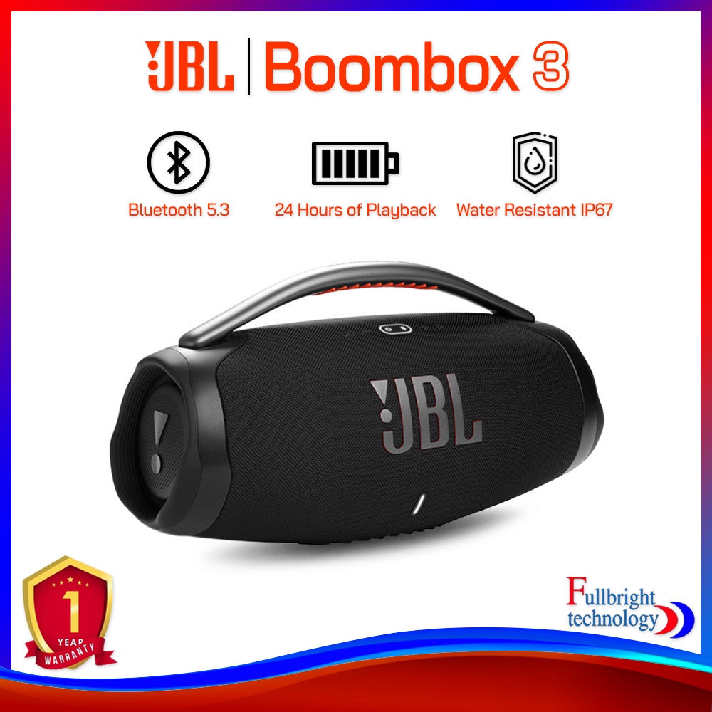 JBL Boombox 3 Portable Bluetooth Speaker ลำโพงบลูทูธสำหรับปาร์ตี้กันน้ำกันฝุ่น IP67 ประกันศูนย์ 1 ปี