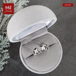 MT แหวนเงินแท้ ลายสาน งานรมดำ ไซส์ : 52, 56, 59 Solid 925 Sterling Silver Oxidized weave Ring (sr342) MT Jewelry มณีธารา