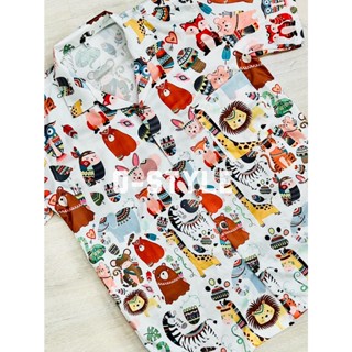 เสื้อฮาวาย ผ้าไหมอิตาลี H205 สัตว์น่ารักพื้นเมือง