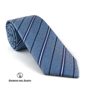 Giorgio Del Sarto Necktie 7.5cm Blue Fabric Texture เนคไทสีฟ้ามีเท็กเจอร์