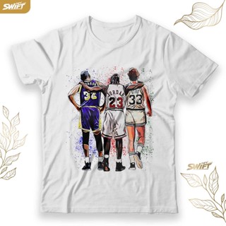 เสื้อยืด พิมพ์ลาย Nba legends johnson jordan bird สําหรับผู้ชาย