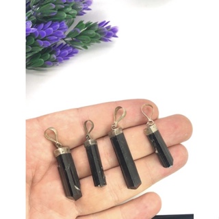 1Pc Natural Black Tourmaline Crystal Stone Pendant With 925 silver Healing Black pendant with natural terminations.