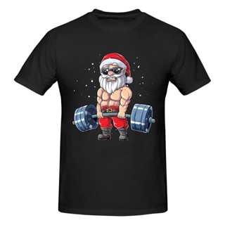 Cotton Men Crewneck Funny Tees Christmas Men Clothing with Free Shipping Christmas 2023 T-shirt Santa Comic Print Gym To