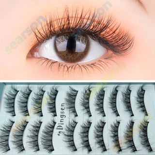 10คู่3d Faxu Mink Hair ขนตาปลอม Wispy Fluffy Lashes Extension 【 Searson】