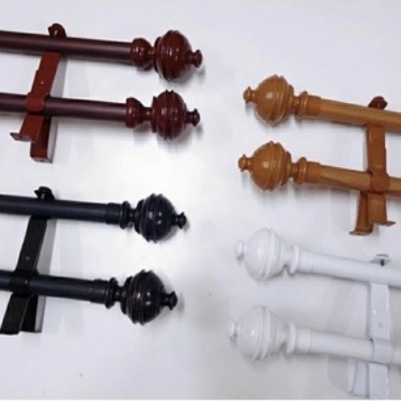 อุปกรณ์ ตกแต่งบ้าน ราวผ้าม่าน 2 ชั้น หัวกลม รางม่าน 2ราง พร้อมอุปกรณ์ครบชุด ราคาถูก