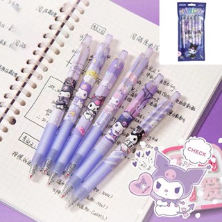 SANRIO พร้อมส่ง ปากกาเจล 0.5 มม. ลายการ์ตูนคุโรมิน่ารัก สีดํา เครื่องเขียน สําหรับนักเรียน สํานักงาน โรงเรียน 6 ชิ้น