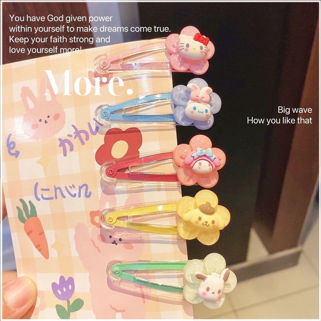 sanrio กิ๊บติดผม แบบใส ลายการ์ตูน Cinnamoroll Kuromi สําหรับนักเรียนวัยรุ่น