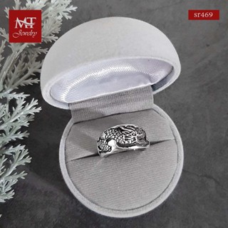 MT แหวนเงินแท้ ลายมังกร  งานรมดำ ไซส์: 55 Solid 925 Sterling Silver Ring (sr469) MT Jewelry มณีธารา