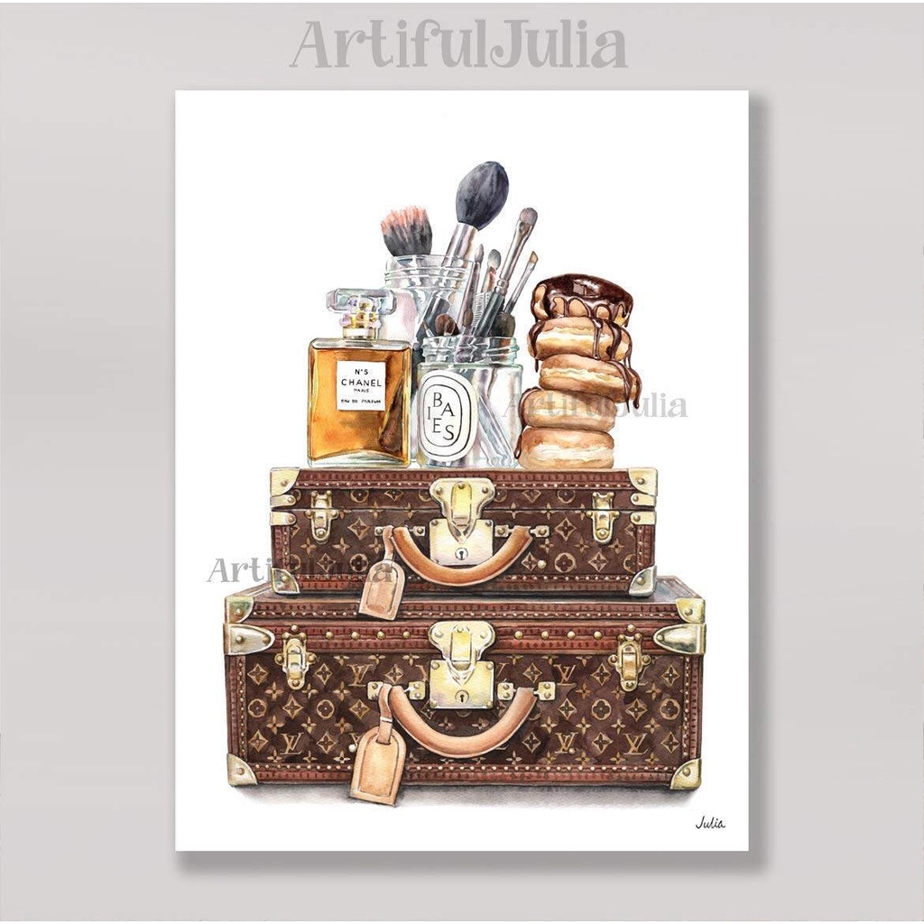 Fashion Room Wall Poster Art พิมพ์ภาพวาดสีน้ํา (NO FRAME), 5 x 7 , 8 x 10 , 9 x 12 , 11 x 14 และ 12 