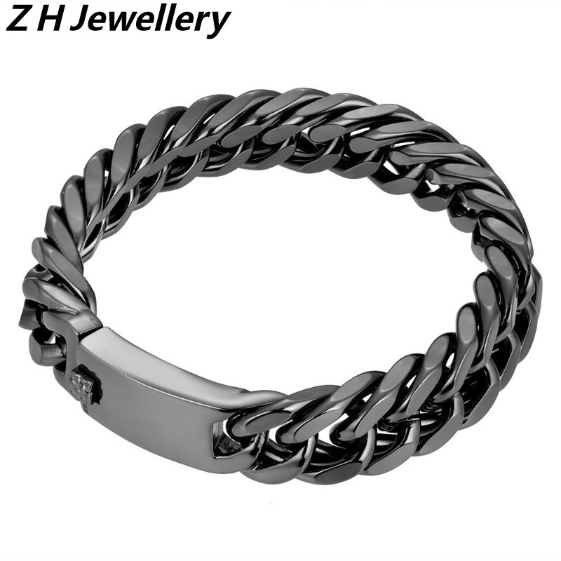 [Z H Jewelry] สร้อยข้อมือ ทอง 18K สไตล์ฮิปฮอป ร็อค เรโทร เครื่องประดับแฟชั่น สําหรับผู้ชาย