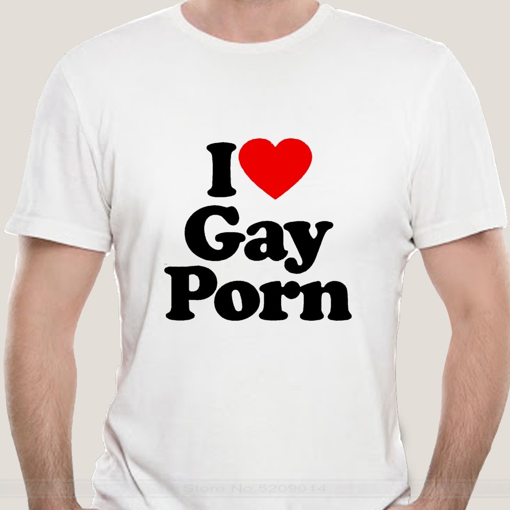 Lyzh เสื้อยืด ผ้าฝ้าย ลาย I love gay porn สีขาว แฟชั่นสําหรับผู้ชาย