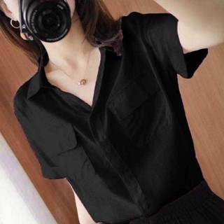 (พร้อมส่ง)เสื้อเชิ้ตใส่ทำงาน ผ้าไหมอิตาลี (K9279)