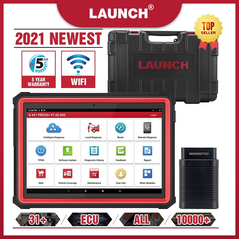 LAUNCH เปิดตัว X431 PRO3S + 10.1 ''OBD2 เครื่องอ่านรหัสรถมืออาชีพเครื่องมือสแกน X431 V Plus tpms