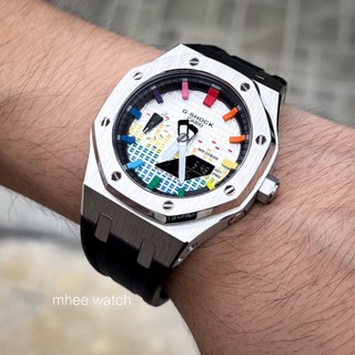 G-Shock Customized AP Style White Music Dial Silver Case Gen4 Black Rubber