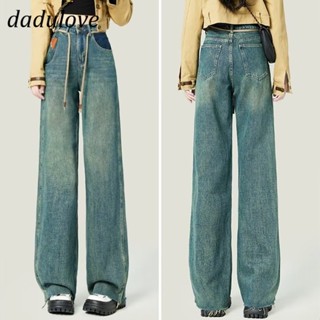 DaDulove💕 New Retro Washed Jeans Niche Loose High Waist Wide Leg Pants Fashion Large Size Straight Pants