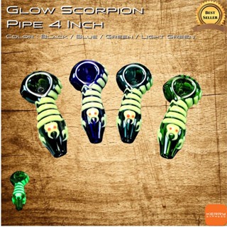 Glow Scorpion Pipe 4 Inch Black / Blue / Green / Light Green