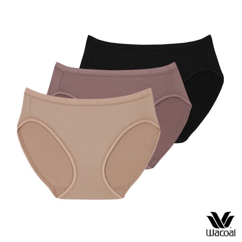 Wacoal Bikini Panty pack 3 ชิ้น เบจ-น้ำตาล-ดำ รุ่น WU1M29/WQ6M29