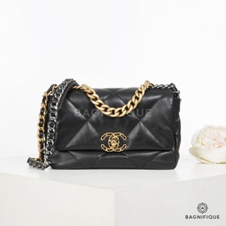 CHANEL FLAP 19 25 BLACK LAMB SGHW