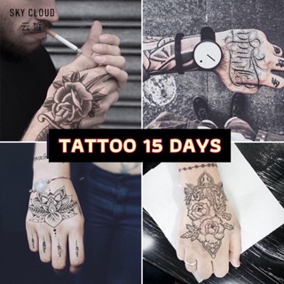 [พร้อมส่ง] TATTOO 15 DAYS รอยสัก ติดได้นาน 15 วัน 1 แผ่นได้ 15 ลาย แทททูสติ๊กเกอร์ สไตล์เกาหลี แทททุ tattoo st