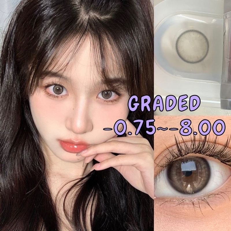 คอนแทคเลน {เกรด -0.00~-6.00} UYAAI x FRESHLADY คอนแทคเลนส์ สีเทามุก 14.0 มม. 1pair