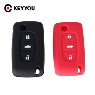 Ibdeho35lagigk39 KEYYOU เคสรีโมตกุญแจรถยนต์ ซิลิโคน ลาย BT สําหรับ Citroen C1 C2 C3 C4 C5 C6 C8 Peugeot 206 207 307 308 407 408 15 ชิ้น