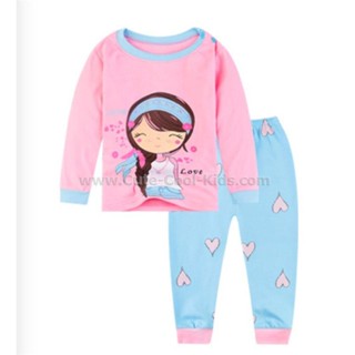 L-PJG-559 ชุดนอนเด็ก Slim สีชมพุ ลาย Girl Size-120 (5-6Y)