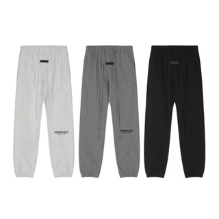 Fear OF GOD DOUBLE LINE ESSENTIALS Drawstring Leggings FOG ตัวอักษรแฟชั่น Flocking กางเกงลำลอง