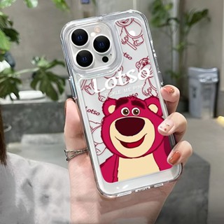 เคสโทรศัพท์มือถือแบบนิ่ม TPU ใส กันกระแทก ลายหมีสีชมพูน่ารัก สําหรับ IPhone 14 13 12 11 Pro XS Max X XR 7 8 6 6S Plus