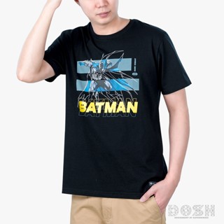 DOSH:MENS T-SHIRTSเสื้อยืด คอกลม แขนสั้นผู้ชาย สีดำ ลิขสิทธิ์พิมพ์ลายBATMAN รุ่น 9DBMT5262-BL