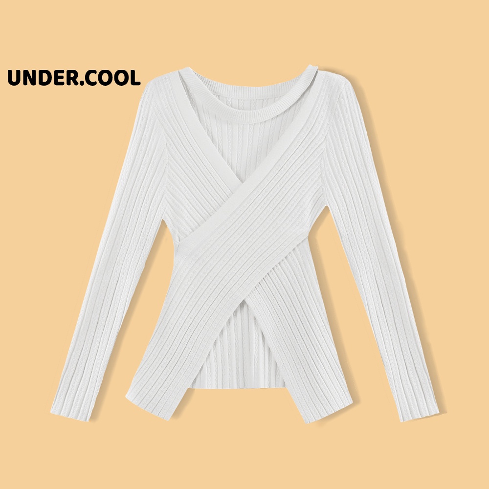 UNDERCOOL เสื้อกันหนาวผู้หญิงคอเต่าแนวทแยงคอเค้นคอแฟชั่น ADT15